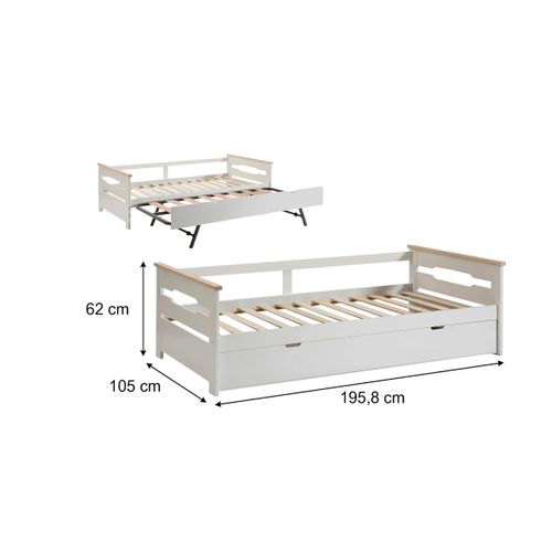 Lit gigogne 2x90x190 cm ELISA - blanc