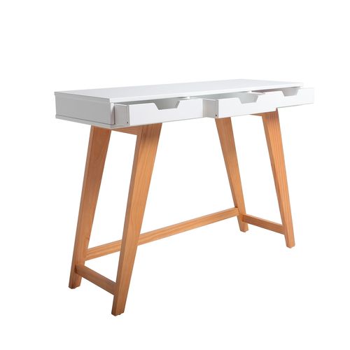 Console Miranda Avec 3 Tiroirs En Blanc Et Chêne