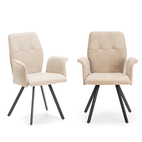 Lot De 2 Fauteuils En Tissu Avec Pieds En Métal Noir L62 Cm