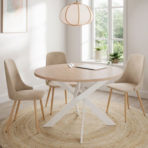 Table de séjour ronde THER imitation chêne clair