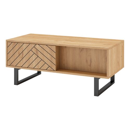 Table basse VANIA imitation chêne vue de profil
