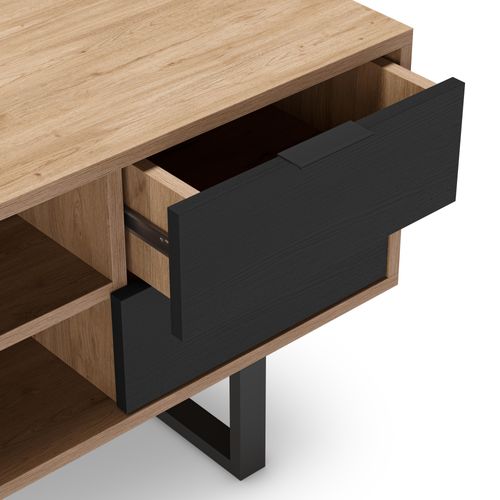 Meuble TV 140cm VANIA imitation chêne vue détaillée