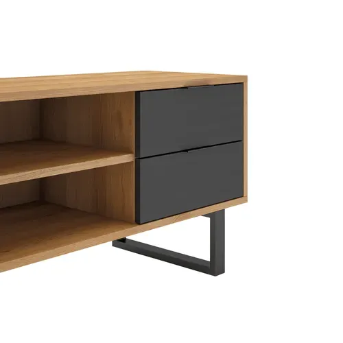 Meuble TV 180 cm VANIA imitation chêne vue détaillée