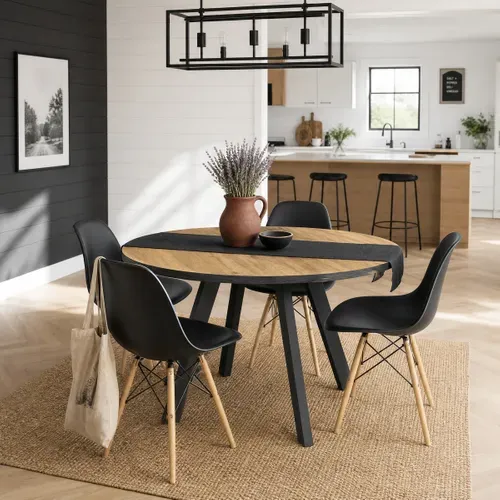 Table de séjour D.120 cm ALEXIS Imitation chêne vue d'ambiance 1