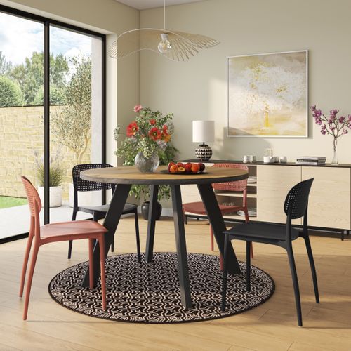 Table de séjour D.120 cm ALEXIS Imitation chêne