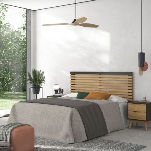 Tête de lit 140 cm LAVIS noir et bois ciré