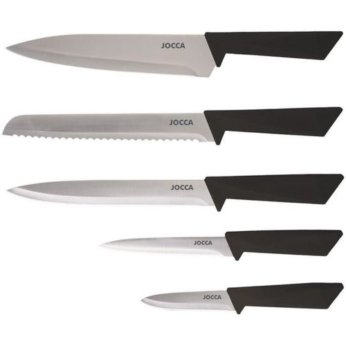 Set 5 Pièces De Couteaux Avec Bloc Noir En Polypropylène, Design Contemporain