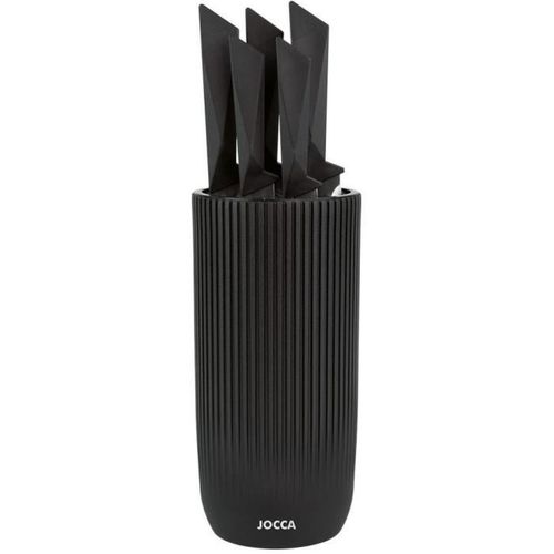 Set 5 Pièces De Couteaux Avec Bloc Noir En Polypropylène, Design Contemporain