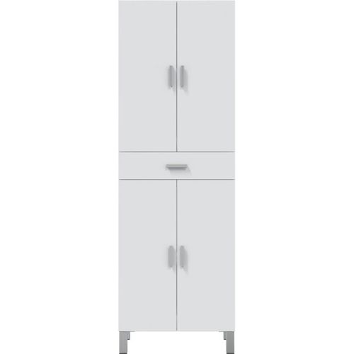 Colonne Salle De Bain 60×29×182 Cm Blanc Brillant 4 Portes 1 Tiroir - Aruba