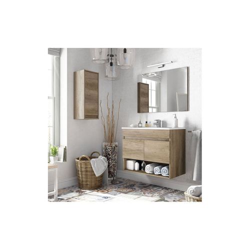 Meuble à Suspendre Cotton - L80cm - Bois Brun - Mélaminé - Livré En Kit