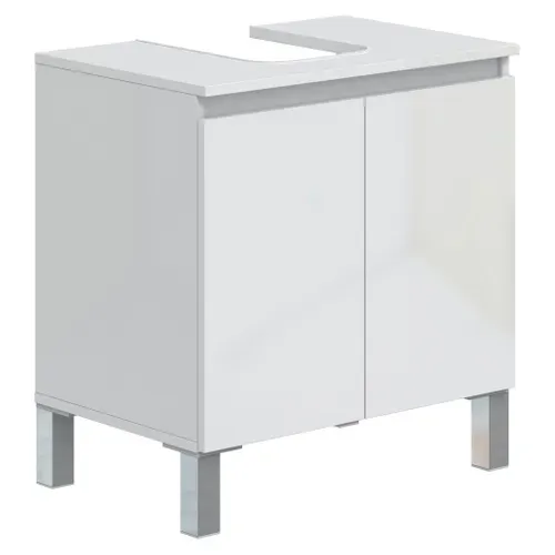 Meuble sous lavabo BEATRICE 2 portes blanc brillant vue 3/4