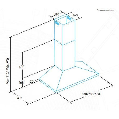 Hotte Décorative Ecp-9411 X 420 M³/h Acier Inoxydable C