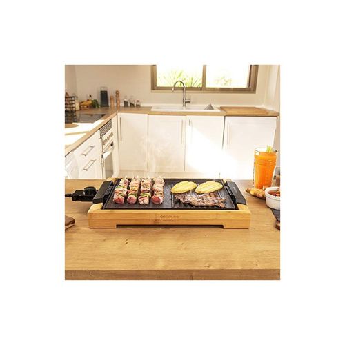 Plancha Électrique Tastyetgrill 2000 Bamboo Mixstone. 2 000 W, Structure Bambou, Thermostat R