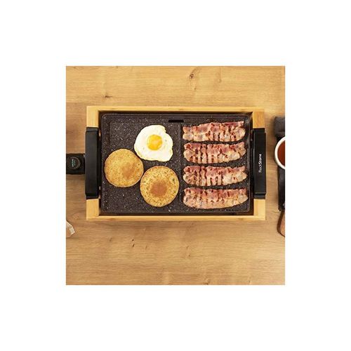 Plancha Électrique Tastyetgrill 2000 Bamboo Mixstone. 2 000 W, Structure Bambou, Thermostat R