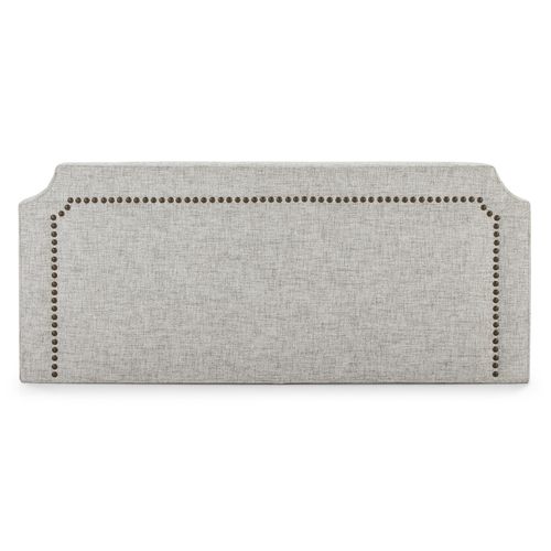 Tête De Lit Tapissée Leonor 140x60 Cm Gris, Clous En Marron, Épaisseur Totale De 8 Cm 