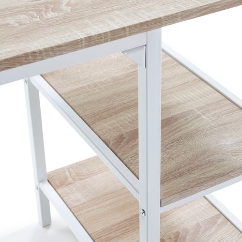 Bureau Colón Blanc 2 Rayons, Style Industriel, 110 (long) X 55 (profond) X 76 (hauteur)