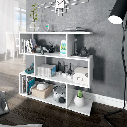 Étagère Bibliothèque Bolonia Couleur Blanc 6 Étagères, Pour Salle à Manger Ou Bureau