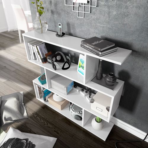 Étagère Bibliothèque Bolonia Couleur Blanc 6 Étagères, Pour Salle à Manger Ou Bureau
