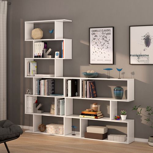 Étagère Bibliothèque Bolonia Couleur Blanc 6 Étagères, Pour Salle à Manger Ou Bureau