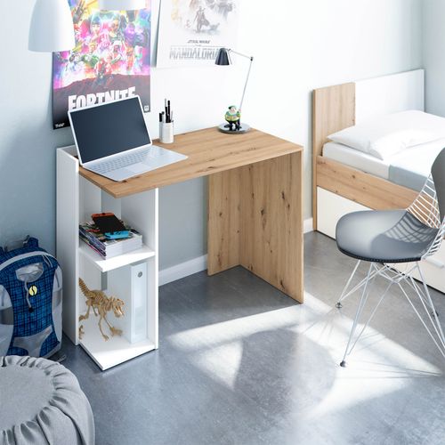 Bureau Llanes 2 Niches Bois/blanc, 100 Cm