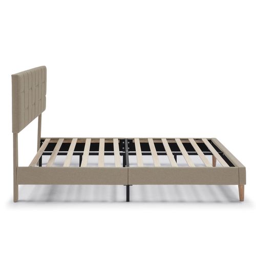 Cadre De Lit Plateforme Sorni Capitonné 30 Cm, 90x190 Cm, Beige