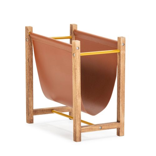 Porte-revues Bento En Cuir Synthétique Et Bois Naturel
