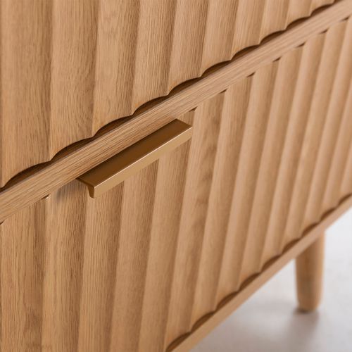 Commode De Nuit Lluvi 3 Tiroirs Coloris Chêne, Largeur 80 Cm