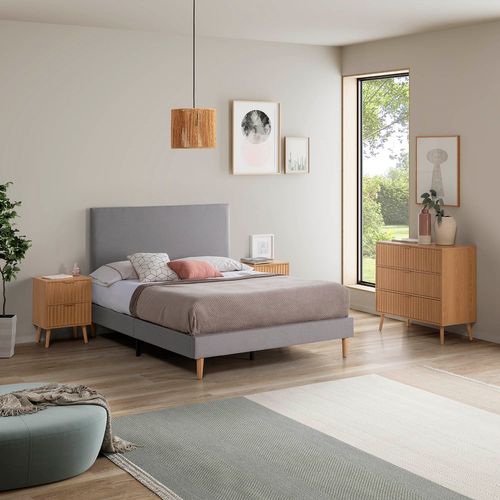 Sommier Déco Aura + Tête De Lit 160x200 Cm, Gris Clair, Hauteur 30 Cm