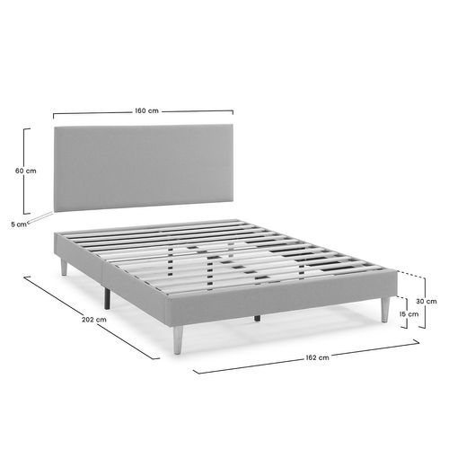 Sommier Déco Aura + Tête De Lit 160x200 Cm, Gris Clair, Hauteur 30 Cm