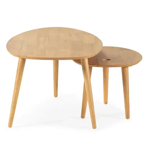 Set De 2 Tables Basses Eclipse Couleur Chêne, Bois Massif