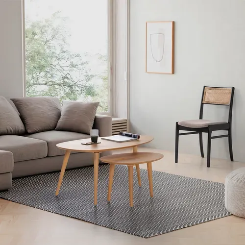 Set De 2 Tables Basses Eclipse Couleur Chêne, Bois Massif