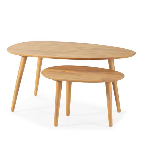 Set De 2 Tables Basses Eclipse Couleur Chêne, Bois Massif