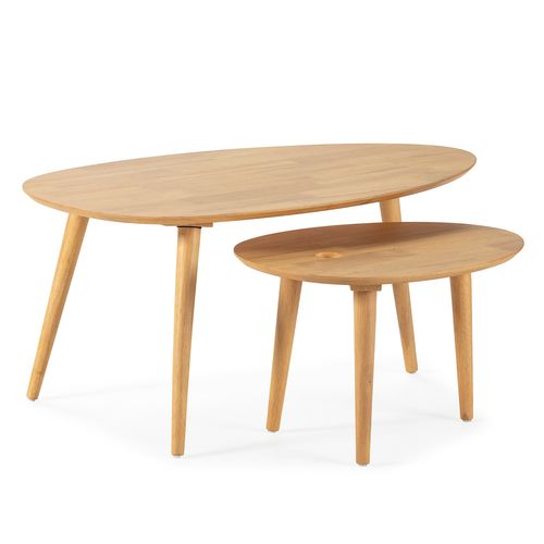 Set De 2 Tables Basses Eclipse Couleur Chêne, Bois Massif