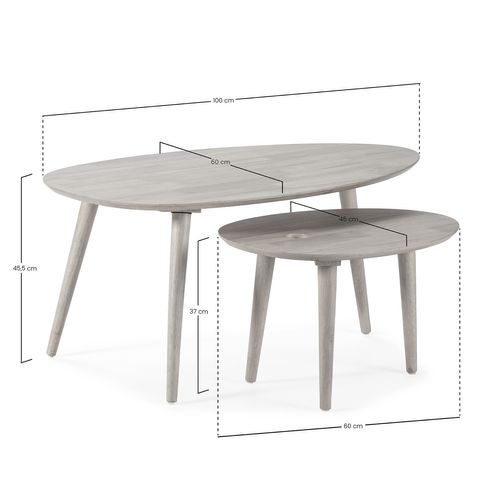 Set De 2 Tables Basses Eclipse Couleur Chêne, Bois Massif