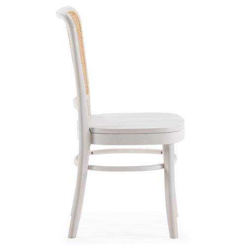 Pack De 2 Chaises Vesta Couleur Blanc, Bois Massif Et Rotin Naturel