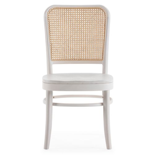 Pack De 2 Chaises Vesta Couleur Blanc, Bois Massif Et Rotin Naturel