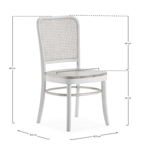 Pack De 2 Chaises Vesta Couleur Blanc, Bois Massif Et Rotin Naturel