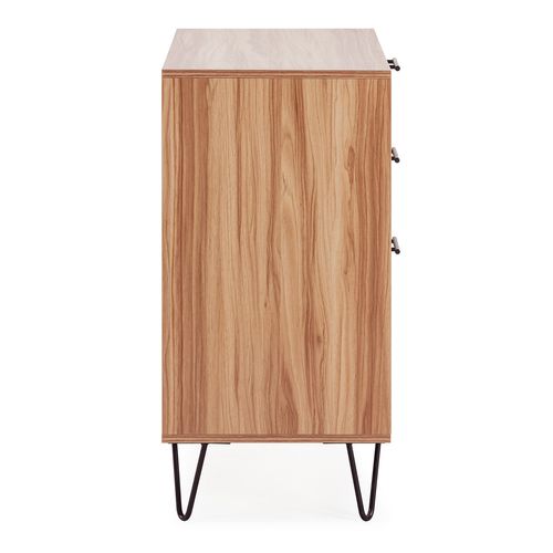 Commode De Nuit Alma 3 Tiroirs, Coloris Bois, Pieds Métal
