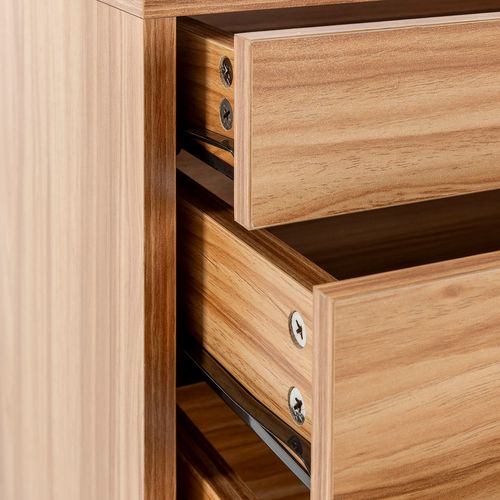 Commode De Nuit Alma 3 Tiroirs, Coloris Bois, Pieds Métal
