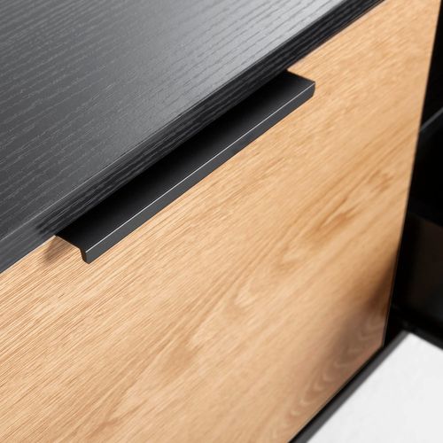 Meuble TV Kalma 2 Portes 1 Tiroir Noir/chêne, Longueur 136 Cm