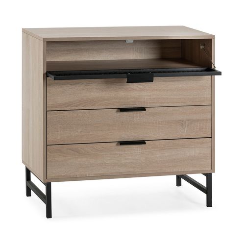 Commode De Nuit Hera 3 Tiroirs 1 Porte Coloris Bois