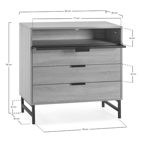 Commode De Nuit Hera 3 Tiroirs 1 Porte Coloris Bois