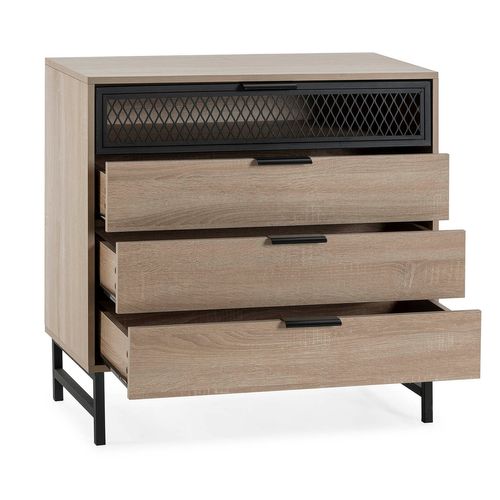Commode De Nuit Hera 3 Tiroirs 1 Porte Coloris Bois