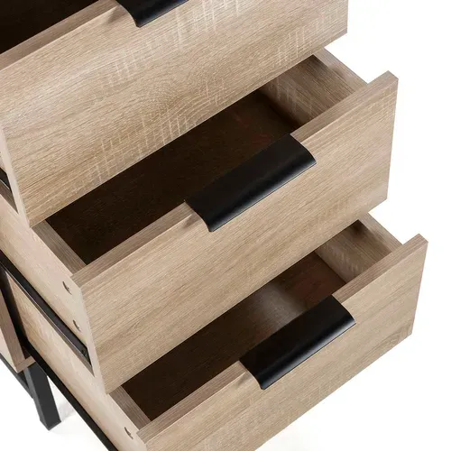 Commode Haute Hera 4 Tiroirs 1 Porte Coloris Bois