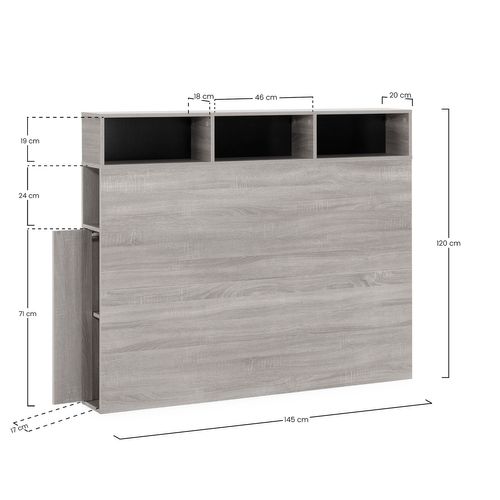 Tête De Lit Zeus 145 Cm Chêne, 2 Portes 9 Trous