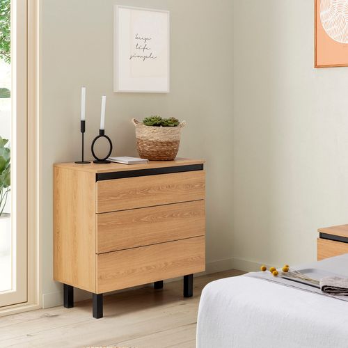 Commode De Nuit Molina 3 Tiroirs Couleur Chêne