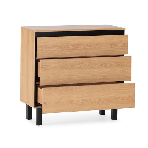 Commode De Nuit Molina 3 Tiroirs Couleur Chêne