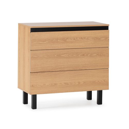 Commode De Nuit Molina 3 Tiroirs Couleur Chêne