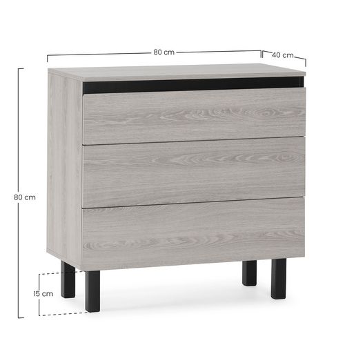 Commode De Nuit Molina 3 Tiroirs Couleur Chêne