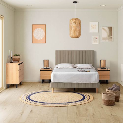 Sommier + Tête De Lit Eris 160x200 Cm Beige